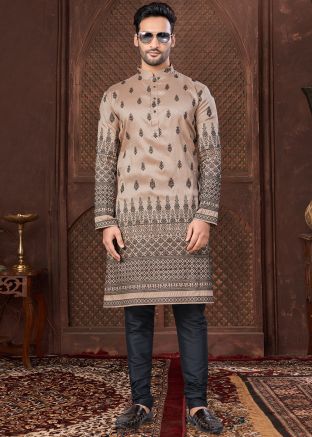 Brown Embroidered Kurta Pajama
