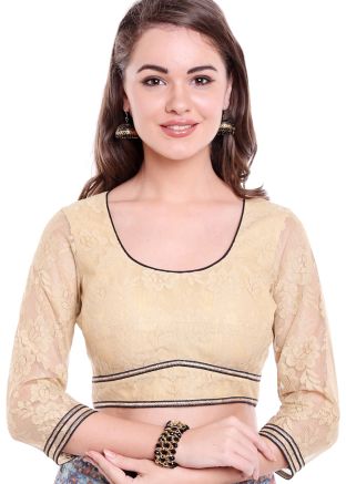 Cream Readymade Net Blouse