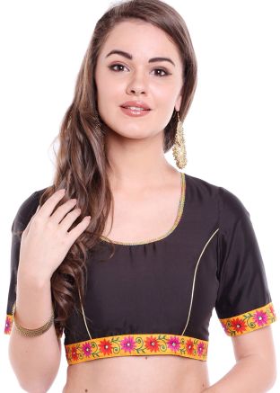 Black Readymade Silk Blouse