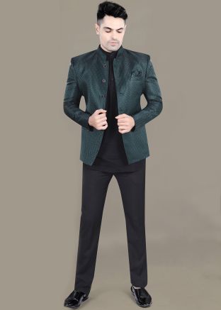 Black Kurta Pajama With Bandhgala Jodhpuri Suit