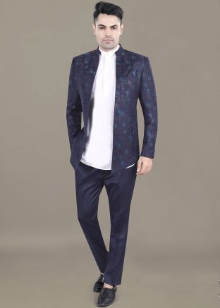 White Kurta Pajama With Bandhgala Jodhpuri Suit