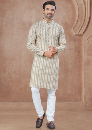 Multicolor Printed Kurta Pajama In Cotton