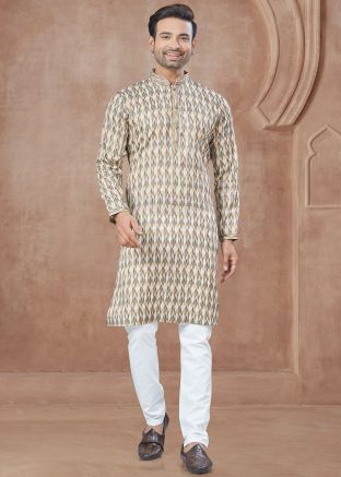 Multicolor Printed Kurta Pajama In Cotton