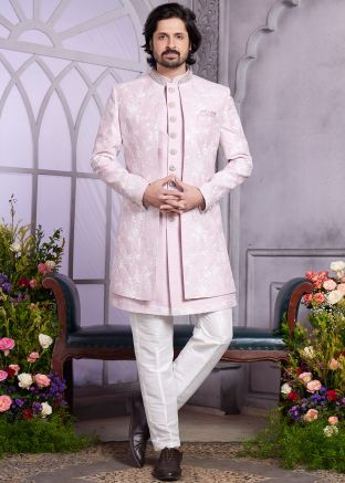 Pink Embellished Indo Western Sherwani Set