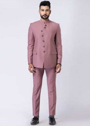 Readymade Pink Men Bandhgala Jodhpuri Suit