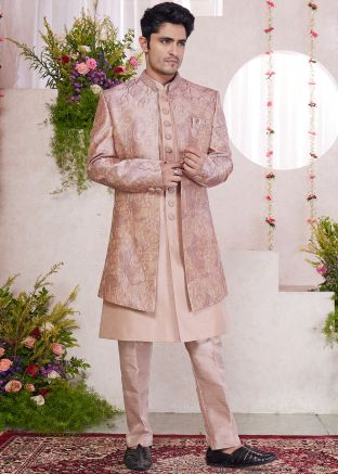 Mauve Pink Men Indo Western Sherwani