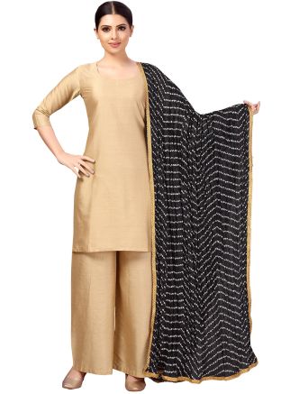 Black Color Art Silk Printed Dupatta 