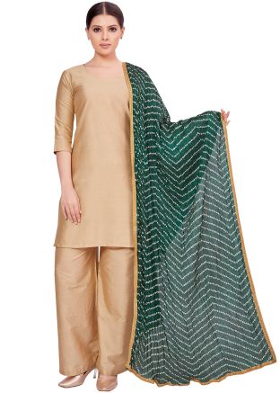 Green Color Art Silk Printed Dupatta 