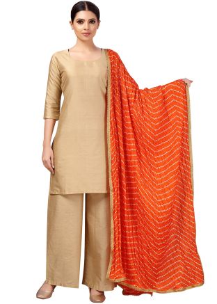 Orange Color Art Silk Printed Dupatta 