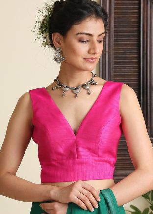 Pink Dupion Silk Readymade Blouse