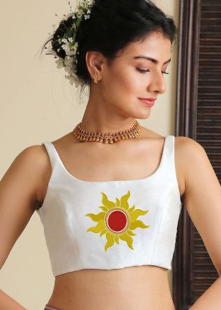 Readymade White Dupion Silk Blouse