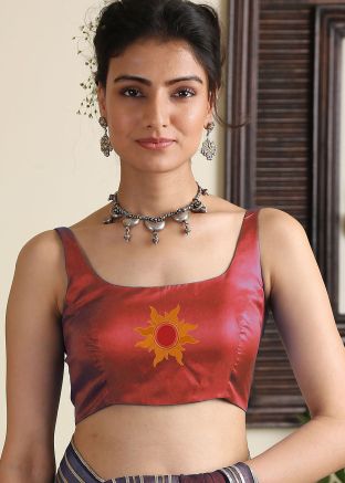 Maroon Readymade Satin Silk Blouse