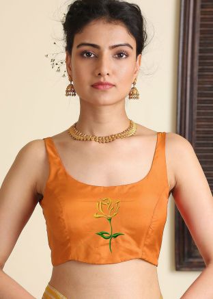 Orange Readymade Satin Silk Blouse