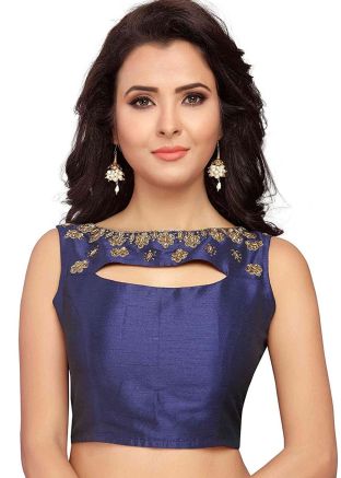Blue Stone Embellished Readymade Blouse