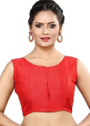 Peach Readymade Blouse In Dupion Silk