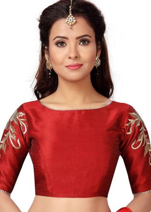 Maroon Heavy Sleeves Readymade Blouse 