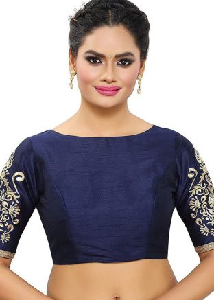 Heavy Sleeves Readymade Blouse In Blue