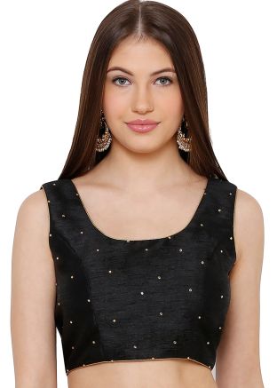 Black Self Design Saree Blouse