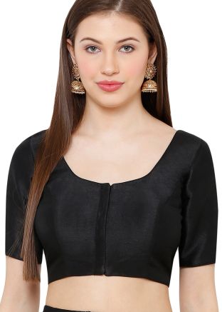 Solid Color Art Silk Blouse In Black