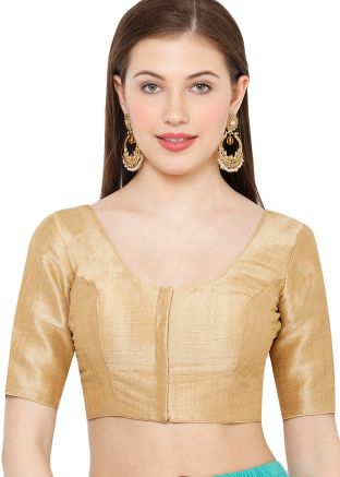 Solid Color Art Silk Blouse In Gold