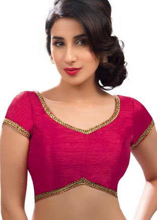 Pink V Neck Saree Blouse