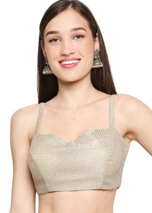Embroidered Lycra Saree Blouse In Gold