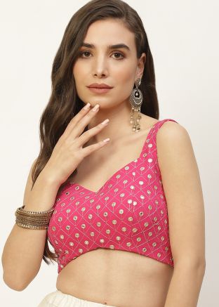 Georgette Pink Color Saree Blouse