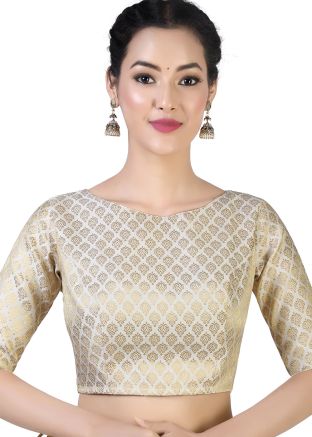 Cream Color Brocade Saree Blouse