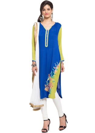 Readymade Blue Cotton Straight Cut Suit