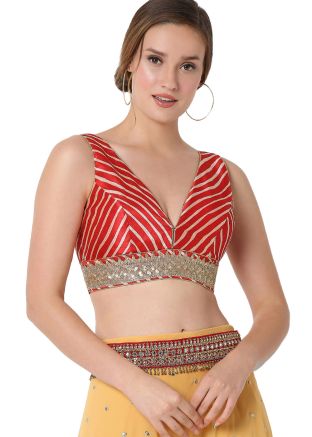 Red Color Art Silk Saree Blouse