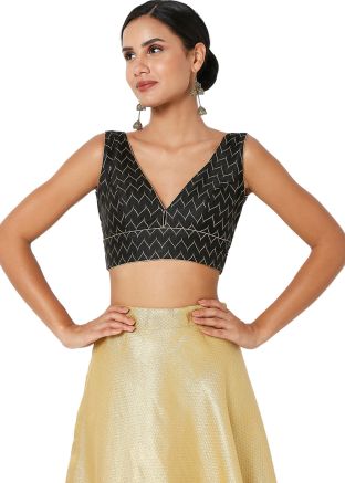 Black Color Brocade Saree Blouse 