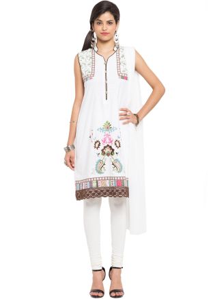 Readymade White Cotton Sleeveless Straight Cut Suit