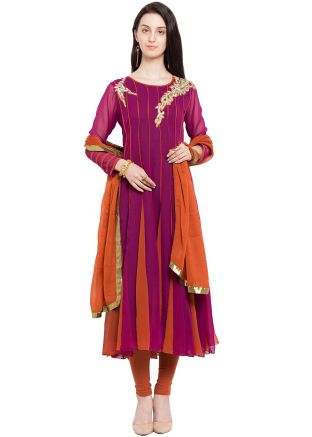 Readymade Magenta Faux Georgette Salwar Suit