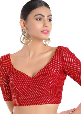 Red Color Silk Saree Blouse 