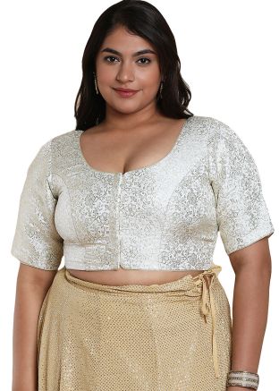 Off White Color Brocade Saree Blouse 
