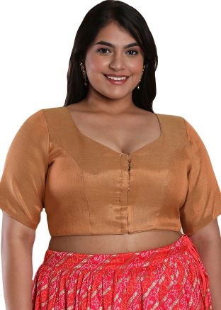 Orange Color Shimmer Saree Blouse 