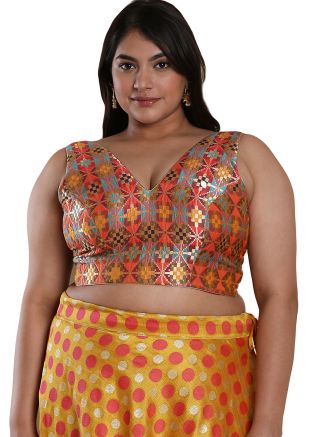Multicolor Color Brocade Saree Blouse 