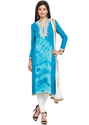 Readymade Batik Print Blue Georgette Salwar Suit