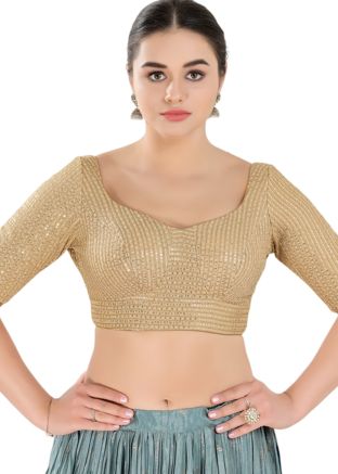 Golden Color Georgette Saree Blouse 