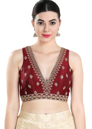 Maroon Color Art Silk Saree Blouse 