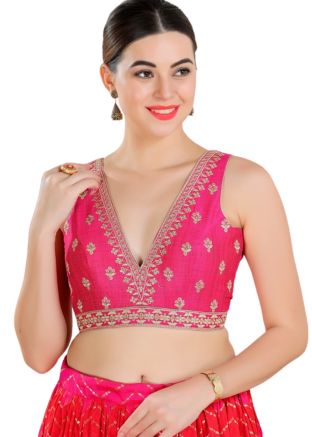 Pink Color Art Silk Saree Blouse 