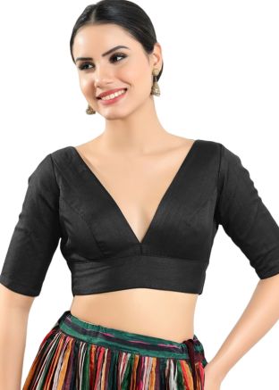 Black Color Silk Saree Blouse 