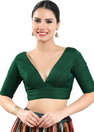 Green Color Silk Saree Blouse 
