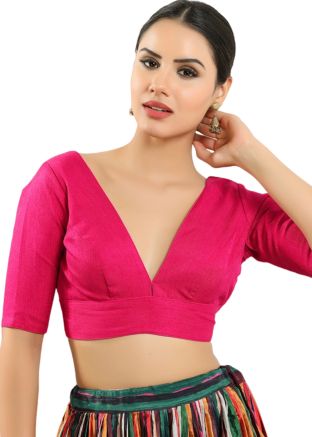 Pink Color Silk Saree Blouse 