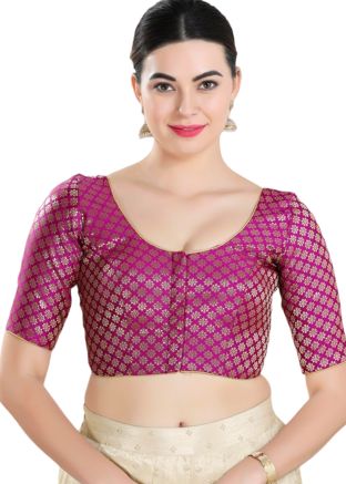 Purple Color Brocade Saree Blouse 