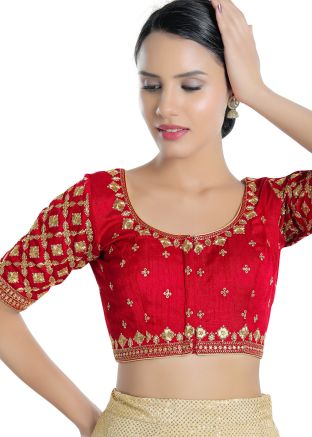 Red Color Silk Saree Blouse 