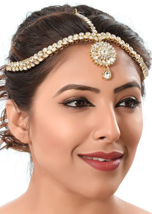 White Stone Studded Indian Maang Tikka USA Canada