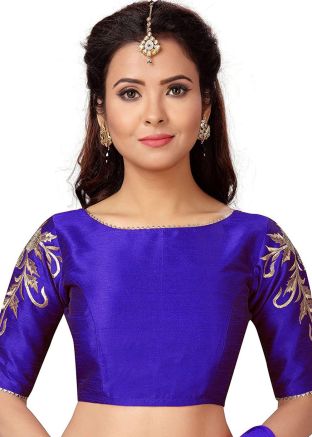 Blue Color Dupion Silk Saree Blouse 