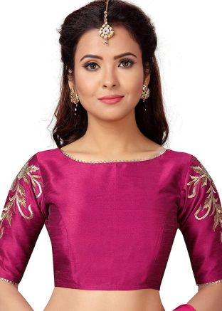 Purple Color Dupion Silk Saree Blouse 