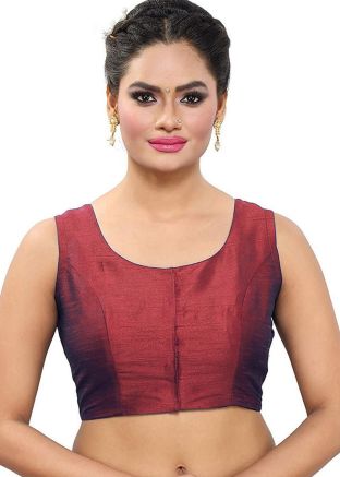 Maroon Color Dupion Silk Saree Blouse 